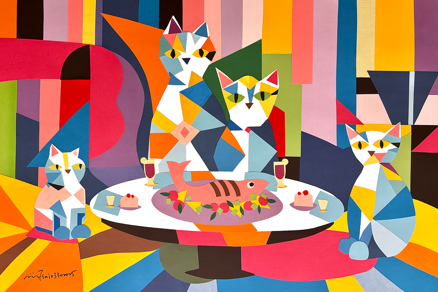 貓的家-剪畫藝術-90x60-2025