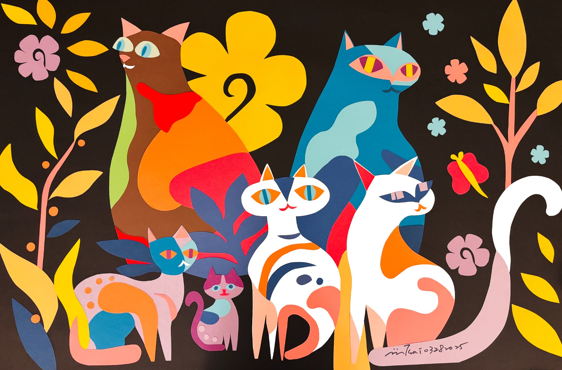 貓的家族-剪畫藝術-90x60-2025