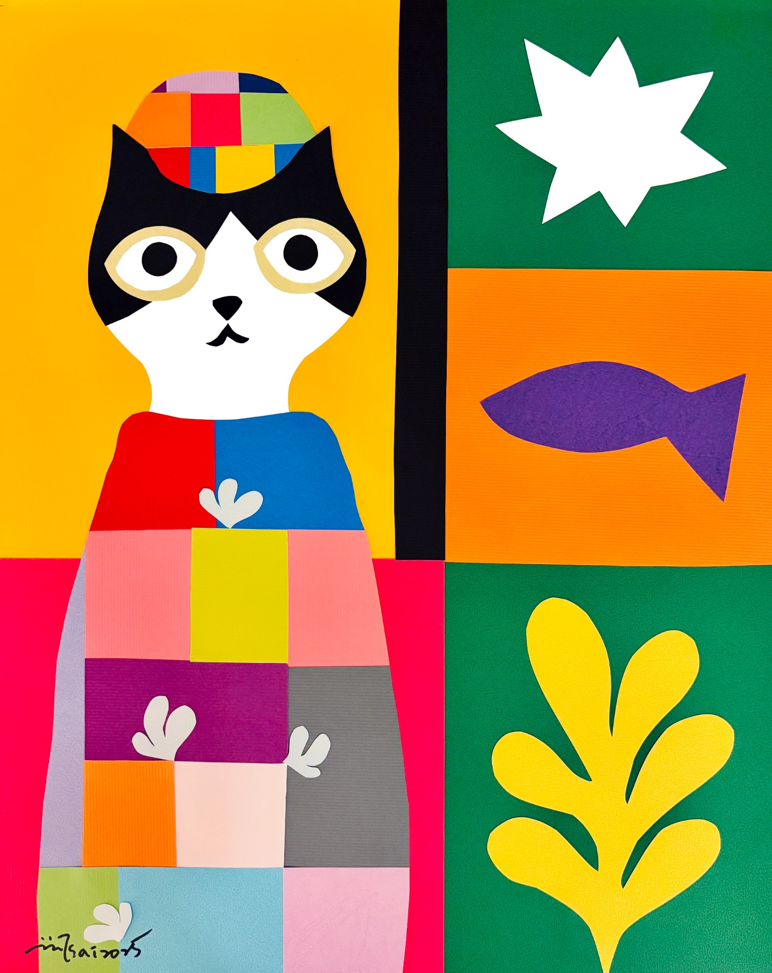 貓的信仰-剪畫藝術-40x50-2025